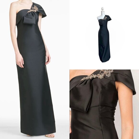 SACHIN & BABI Ines Column Gown Dress Size 4 Black Maxi Floor Length - Picture 1 of 10